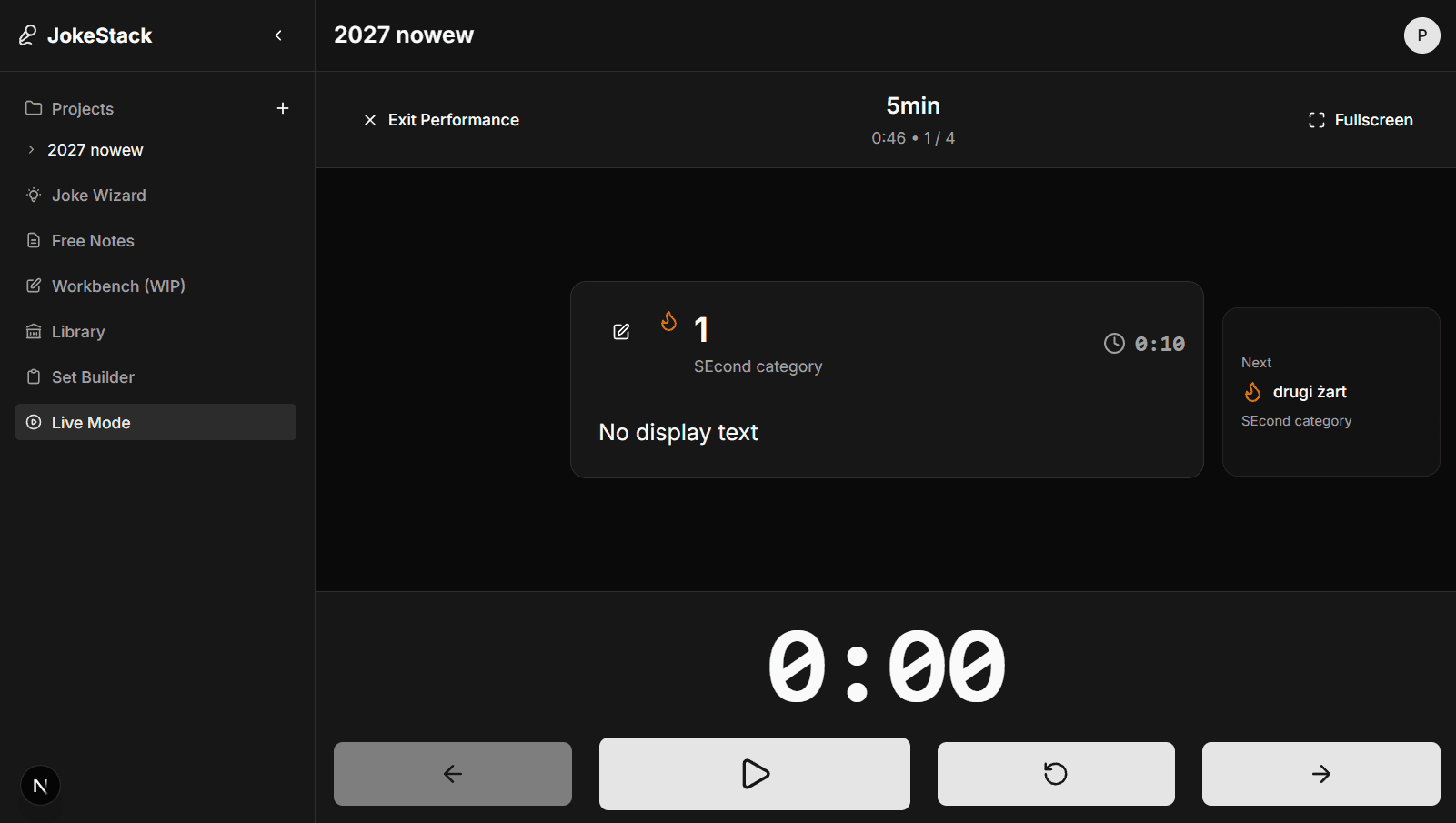JokeStack live performance mode